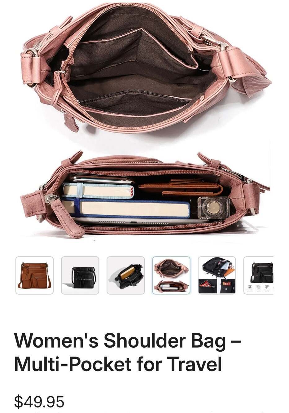 MultiSac Zippy Multi-Pocket Crossbody Bag, Tan - Picture 3 of 7